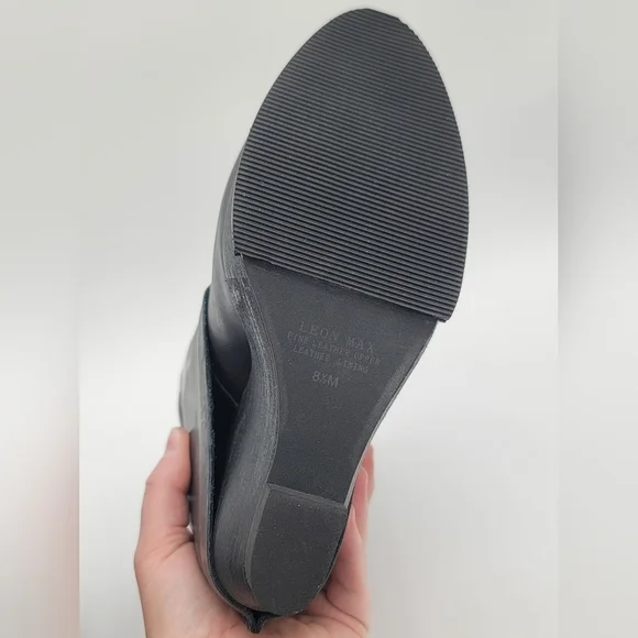 Leon Max Black Leather Boots Axis Size 8.5 NEW #1568 - Picture 11 of 16